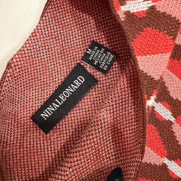 Red/Pink/Brown Retro Mock Neck Sweater Dress - Medium - Picture 2 of 2